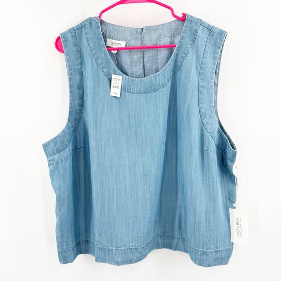 HAVEN WELL WITHIN x TALBOTS Tank Size XXL Chambray Sleeveless Tencel Cropped NWT - Picture 2 of 13